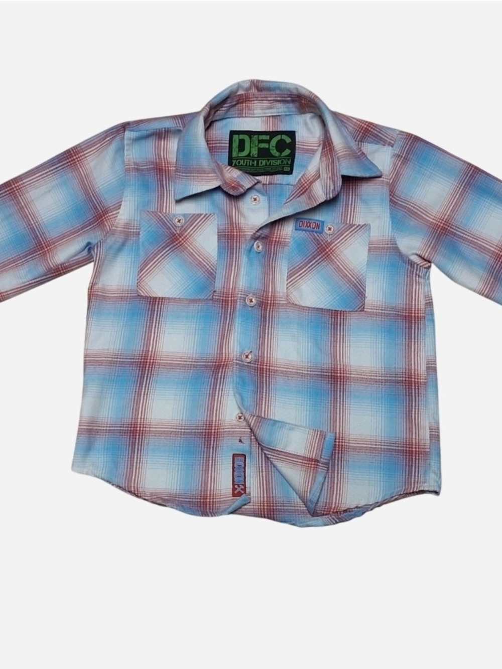 DFC Youth Division Blue & Red Plaid Button-Up Shirt for Kids